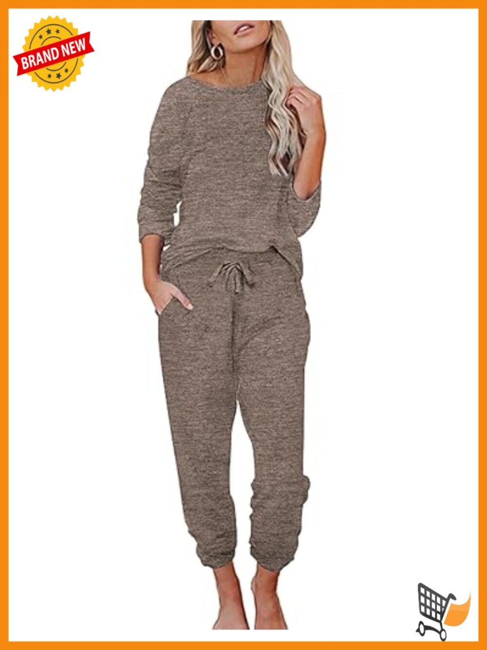 Womens Long Sleeve Pajama Set Soft Joggers Pockets Loungewear